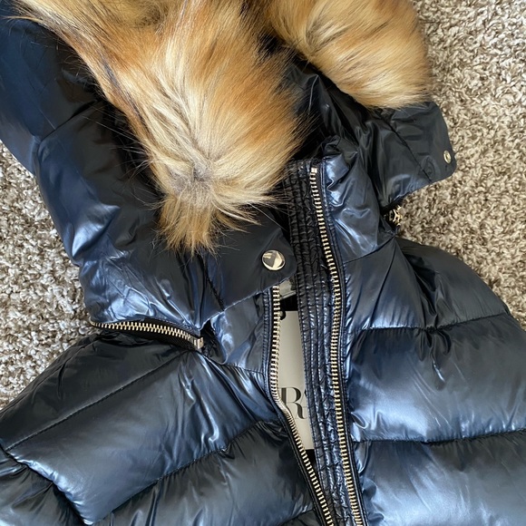 BLUE CHUNKY FAUX FUR HOOD PUFFER JACKET - ZARA - Picture 7 of 8